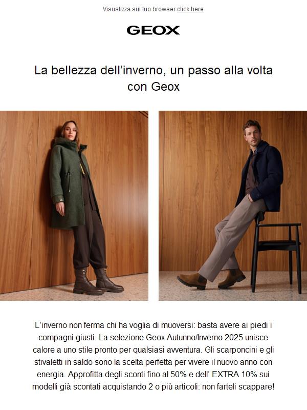 Avventure invernali? Parti con i saldi Geox fino al 50% + EXTRA 10% ⛄