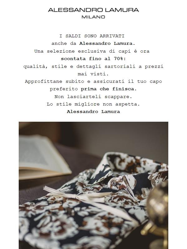 Saldi fino al -70% da Alessandro Lamura