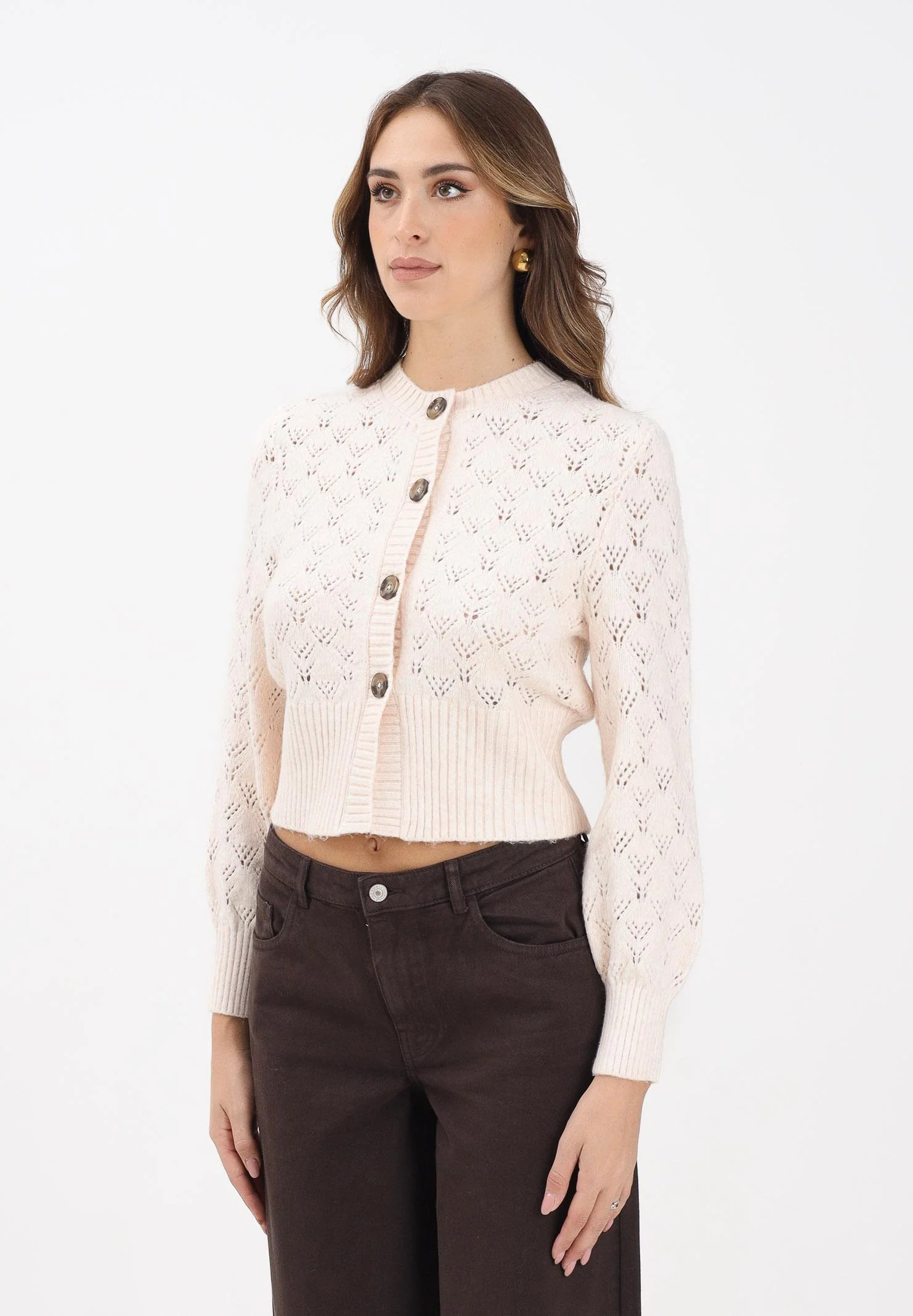 Image of JDY Cardigan corto beige da donna