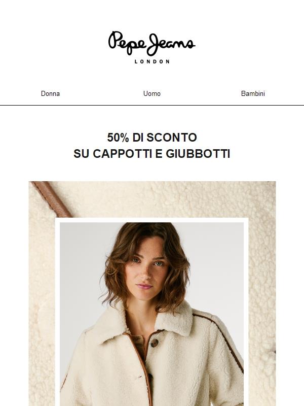 50% di sconto su cappotti e giubbotti