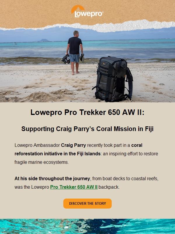 Lowepro Pro Trekker supporting Craig Parry’s Coral Mission