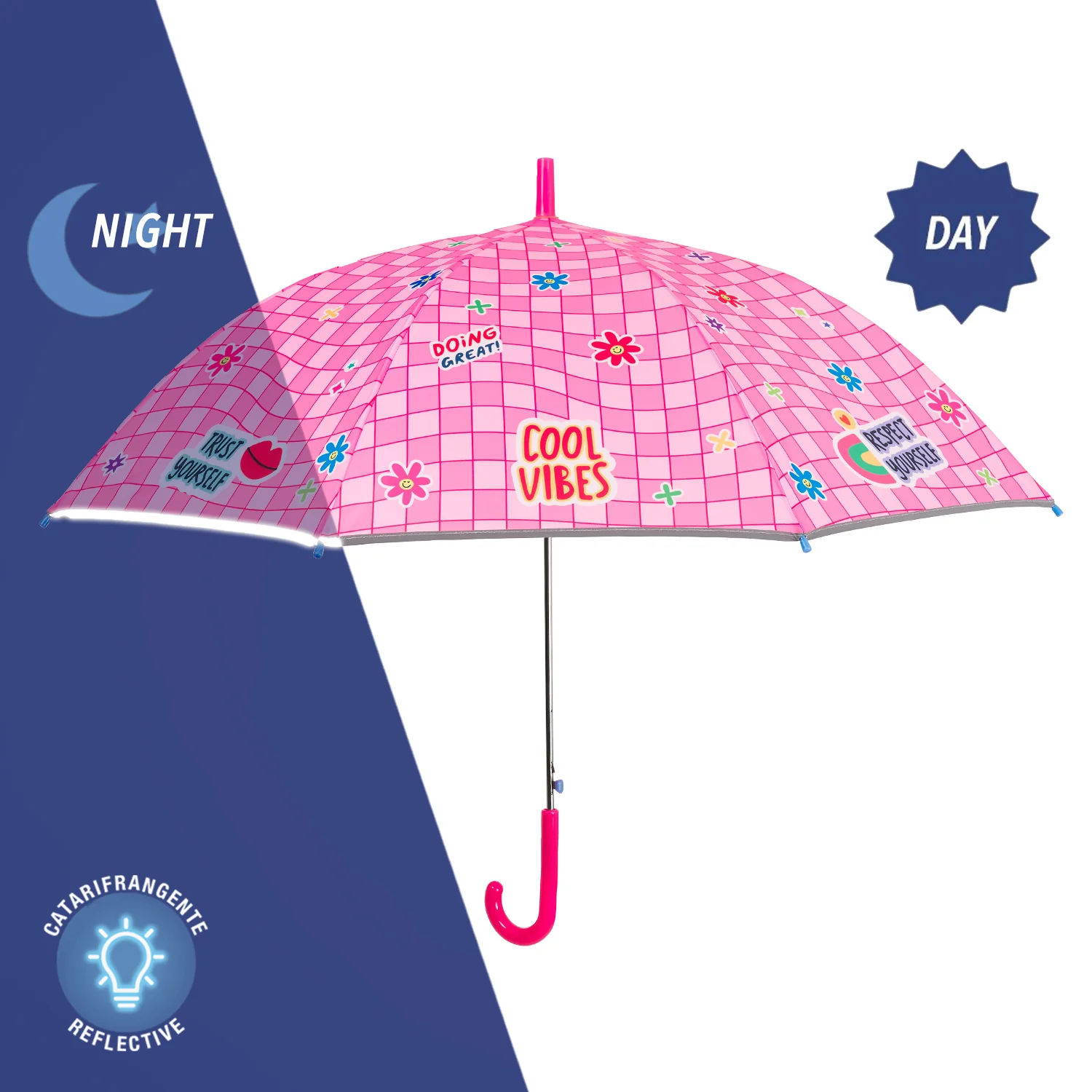 Image of Ombrello Cool Vibes Rosa Automatico