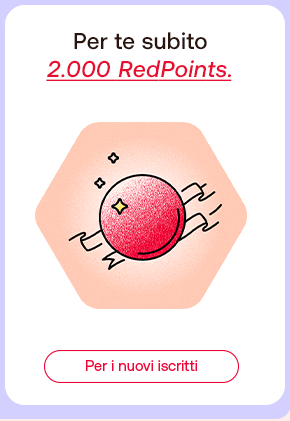 Banner fedelt&agrave; con testo &ldquo;Per te subito 2.000 RedPoints&rdquo; e pulsante &ldquo;Per i nuovi iscritti&rdquo;.