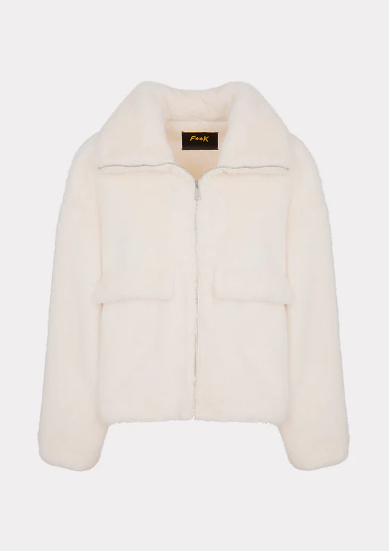 Eco Pelliccia Donna F**K Bianca W0110-WH