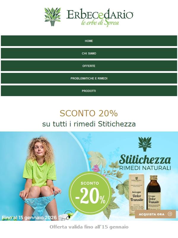 Stitichezza? Più regolarità, meno fastidi: -20% sui rimedi naturali 💚