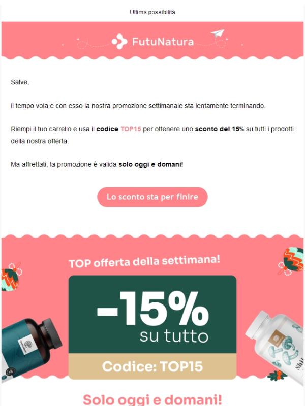 -15% settimanale su tutto 📢