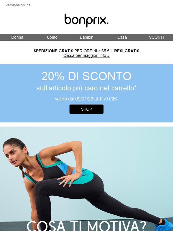 Solo per te: -20% sull'articolo più costoso