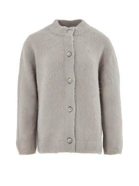 Cardigan con Colletto alla Corena in Tortora Gran Sasso