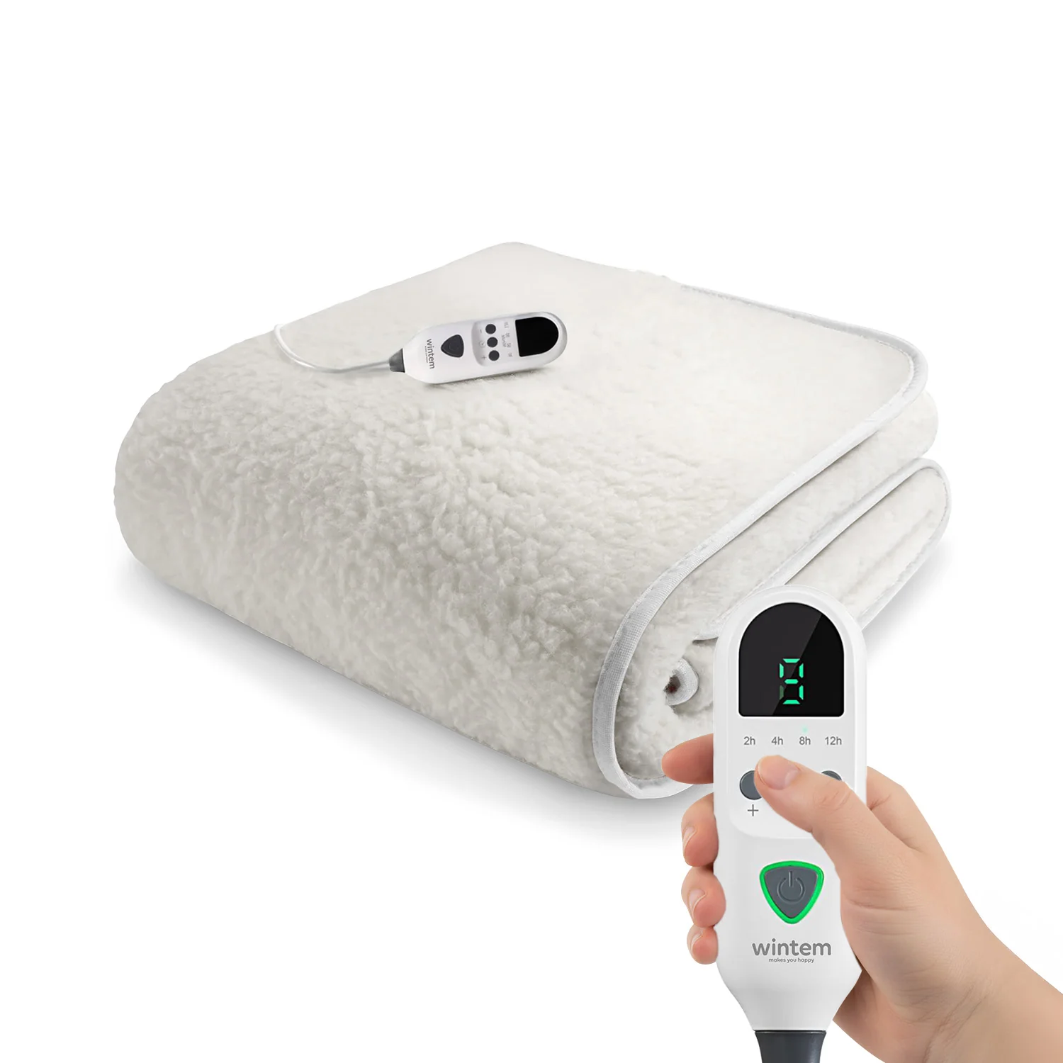 Image of Coperta Elettrica Riscaldata Coprimaterasso in Lana Sintetica - Timer e 9 Temperature