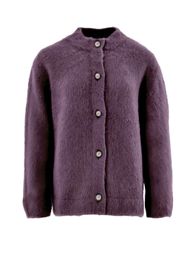 Cardigan con Colletto alla Corena in Bordeaux Gran Sasso