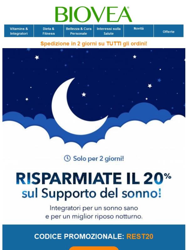 🌙 Una notte di riposo a un prezzo inferiore! Risparmia il 20% su TUTTI i prodotti per il sonno!