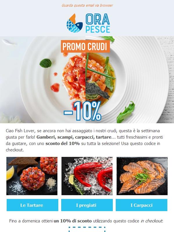 Ciao Fish Lover, cena da chef a casa tua? 🦐 C'è il 10% sui crudi!