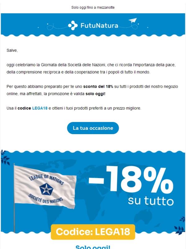 -18% per la Giornata della Società delle Nazioni 🕊️