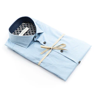 Camicia Azzurra con Dettagli Fantasia