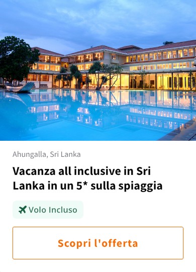 Vacanza all inclusive in Sri Lanka in un 5* sulla spiaggia