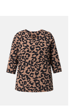 Maglia con fantasia leopardata, scollo a V e maniche a 3/4