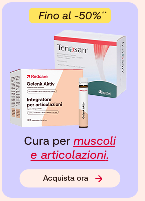 Prodotti per la cura di muscoli e articolazioni con sconto fino al 50% e pulsante “Acquista ora”. Prodotti per la cura di muscoli e articolazioni con sconto fino al 50% e pulsante “Acquista ora”.