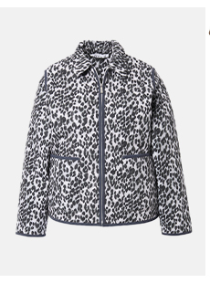 Giacca trapuntata dal taglio oversize con design leopardato e scollo a girocollo