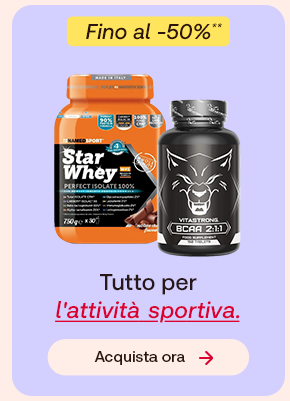 Prodotti per l’attività sportiva con sconto fino al 50% e pulsante “Acquista ora”. Prodotti per l’attività sportiva con sconto fino al 50% e pulsante “Acquista ora”.
