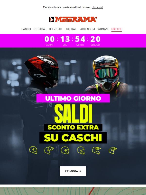 Sta per finire! SCONTO EXTRA sui caschi ⌛