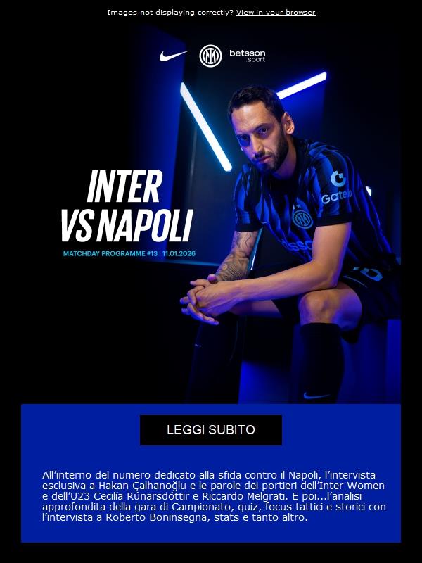 Inter-Napoli: il Matchday Programme con Calhanoglu
