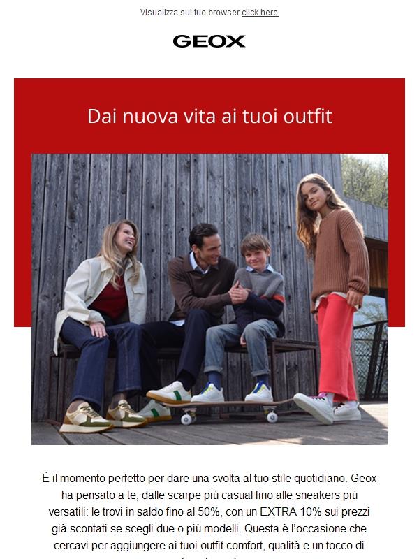 Il tuo prossimo look Geox in saldo fino al 50% + EXTRA 10%! ❤️