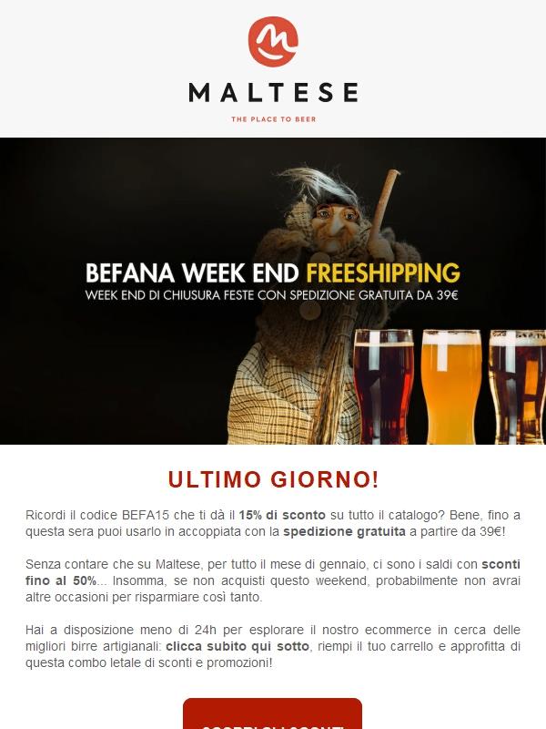 Sconto 15% e Freeshipping: ultimo giorno!