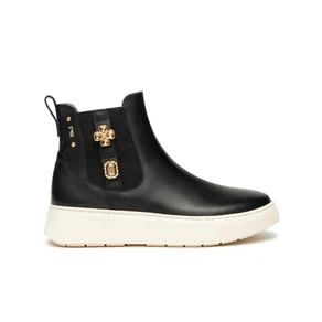 Nero Giardini Stivaletto Chelsea Donna con Charms in Pelle Nero