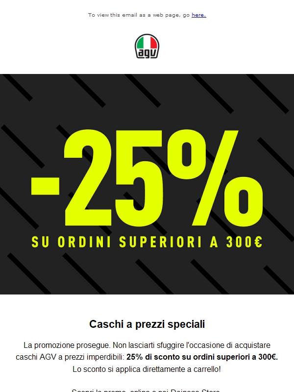 Gli sconti continuano: -25% su ordini oltre i 300€
