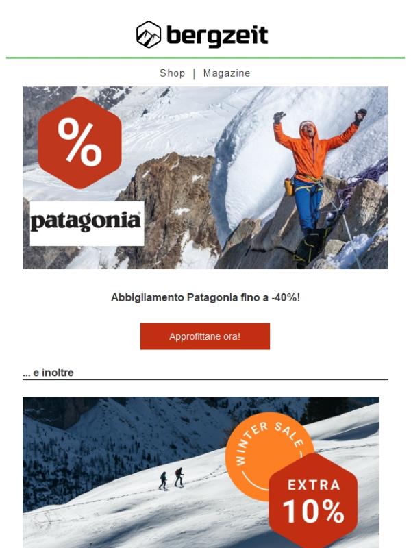 Patagonia  fino a -40% ed extra 10%