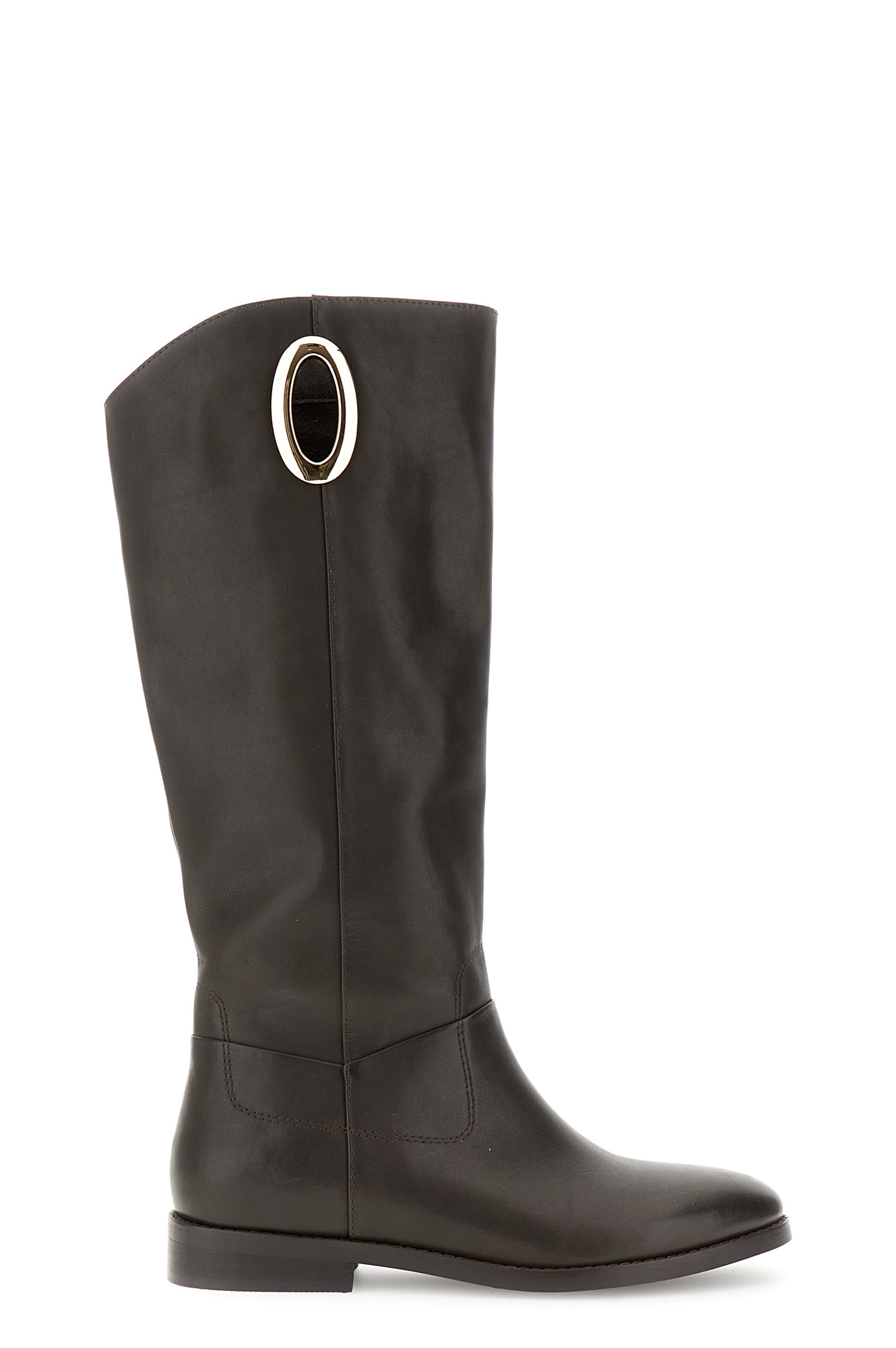 Image of stivali in pelle con accessorio dorato t.moro