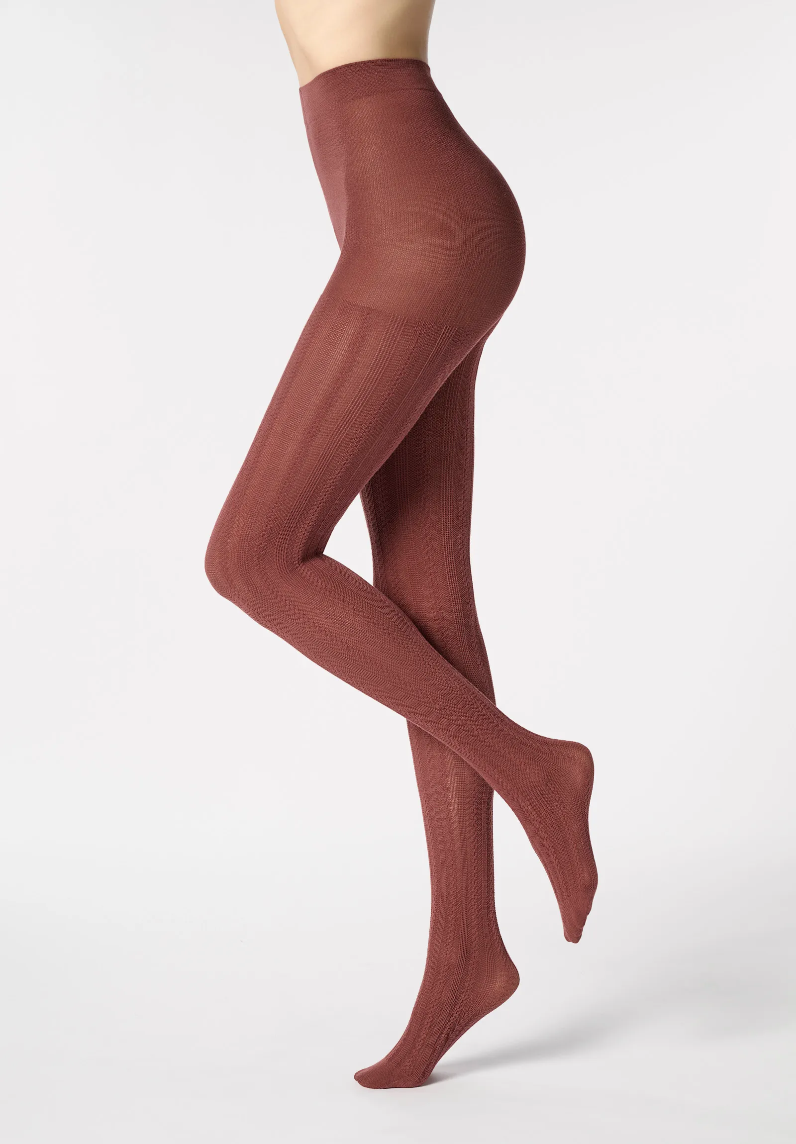 Image of Collant in Cotone con Motivo Geometrico Cotton Knit