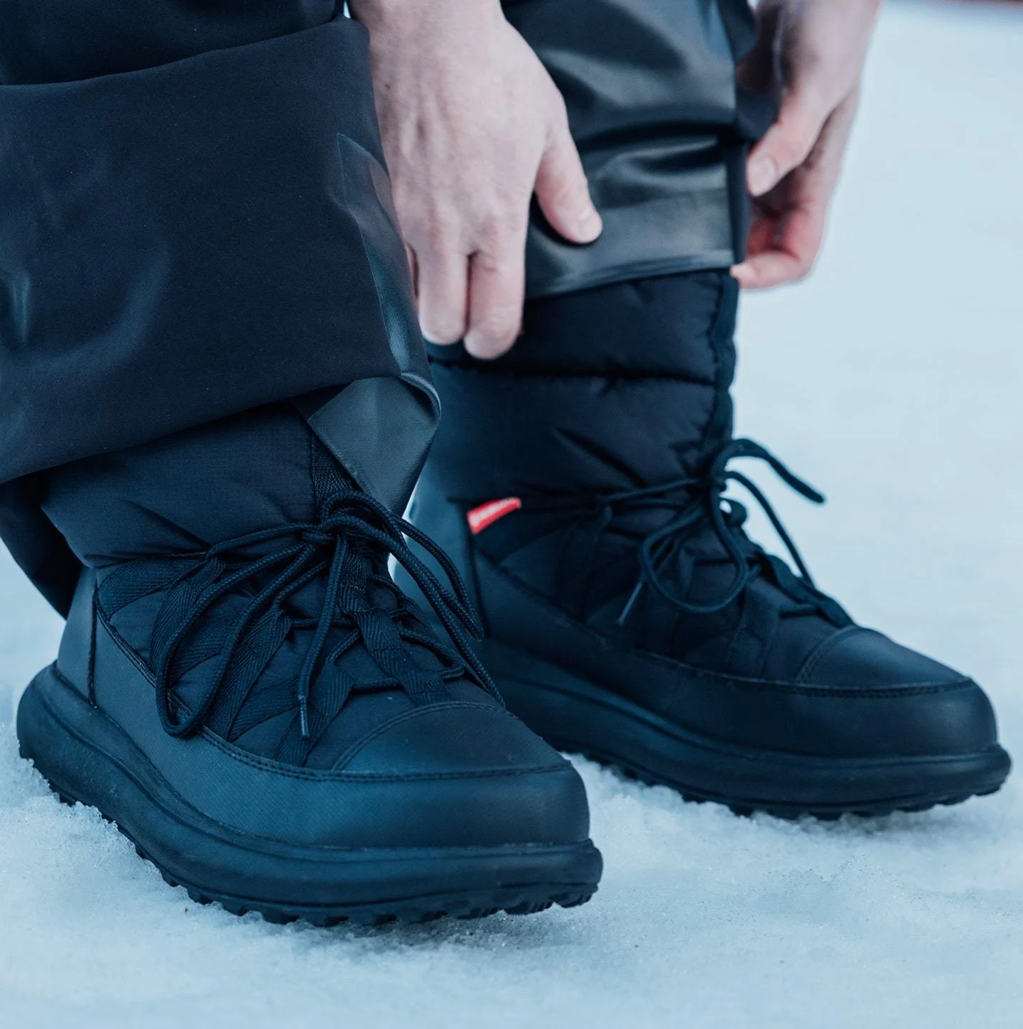 Man wearing Helly Hansen winter boots