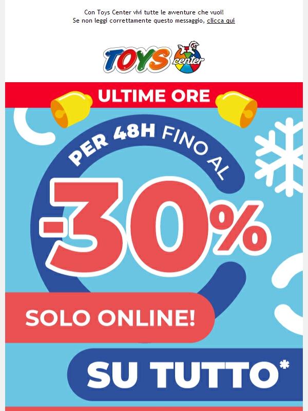 ⌛ Ultime ore! Fino al -30% su TUTTO, solo ONLINE! Termina oggi!