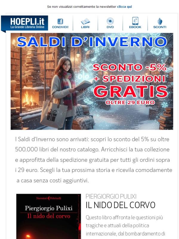 Saldi d'inverno: Sconto -5% su 500.000 libri + Spedizioni Gratis oltre i 29 euro!