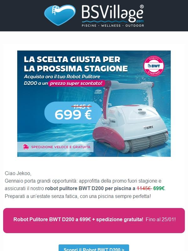 Solo per poco: Robot Piscina BWT D200 a 699€