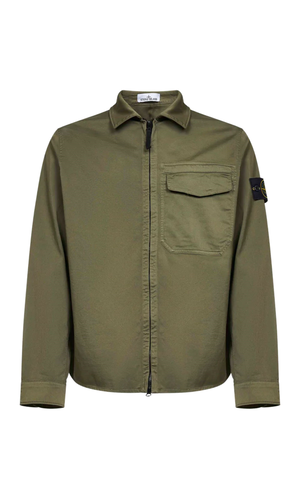 Stretch organic cotton satin overshirt