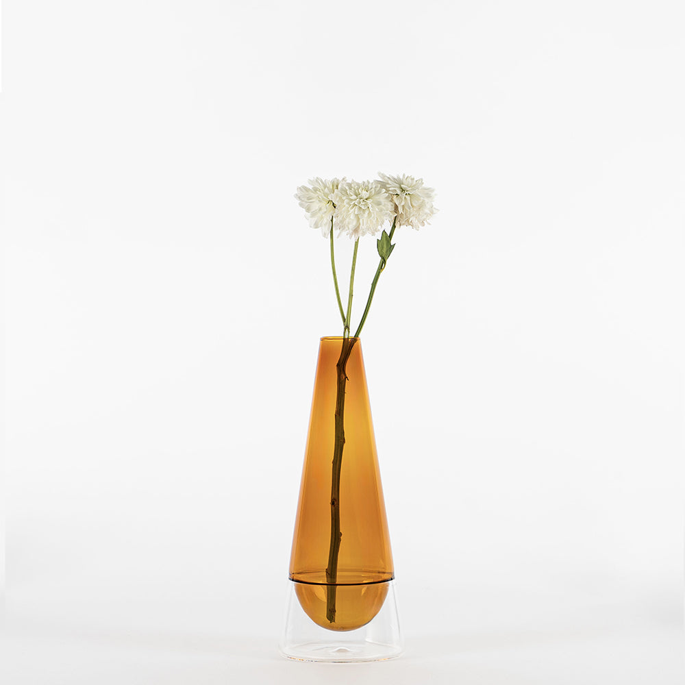 25 cm - Conosfera Borosilicate Glass Flower Vase - Amber