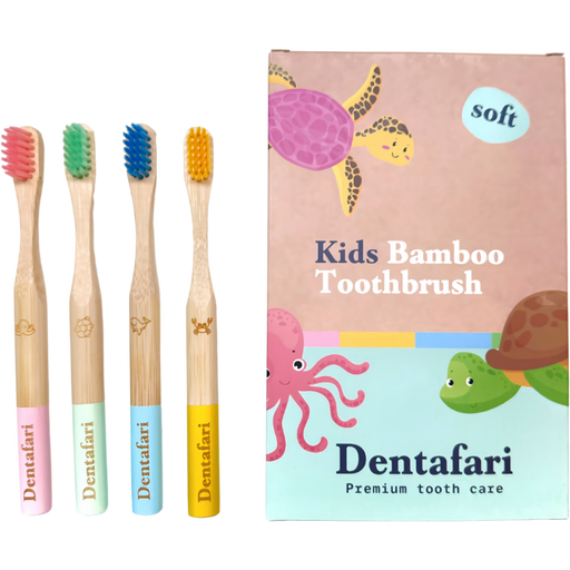 Dentafari Kids Bamboo Toothbrush - Set di 4
