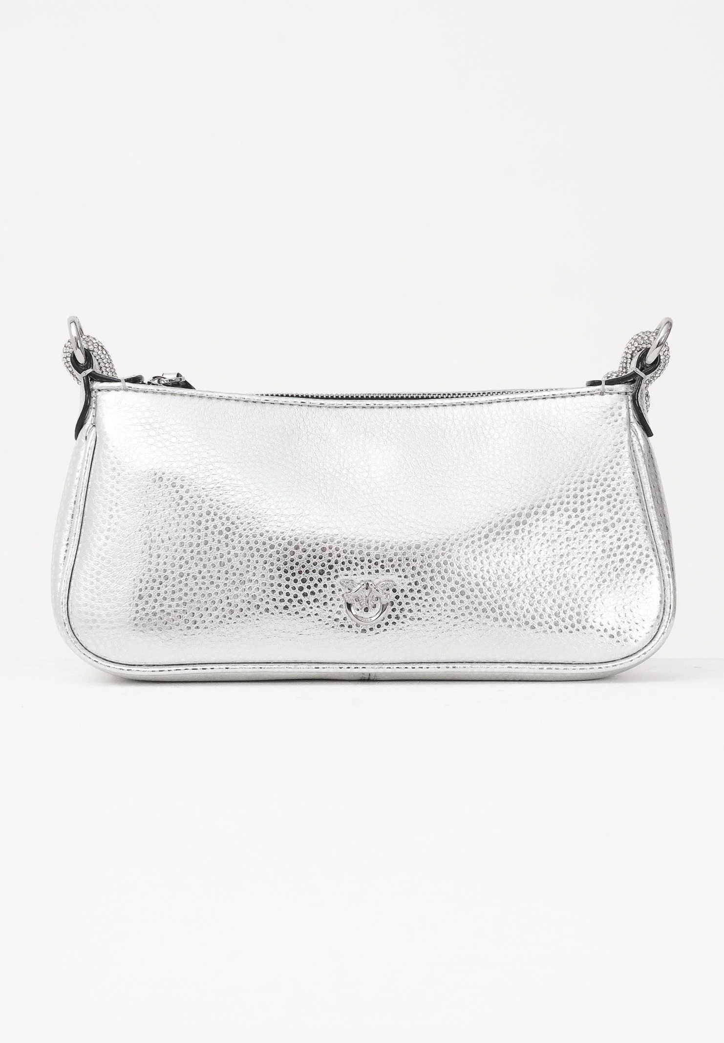 Image of PINKO Borsa a spalla Mini Half Moon Baguette argento da donna