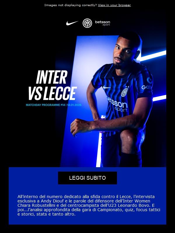 Inter-Lecce: il Matchday Programme