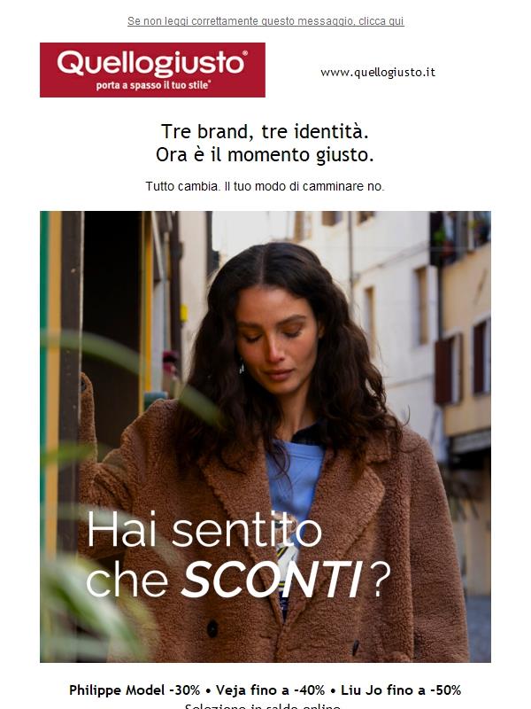 Philippe Model -30% • Veja fino a -40% • Liu Jo fino a -50%