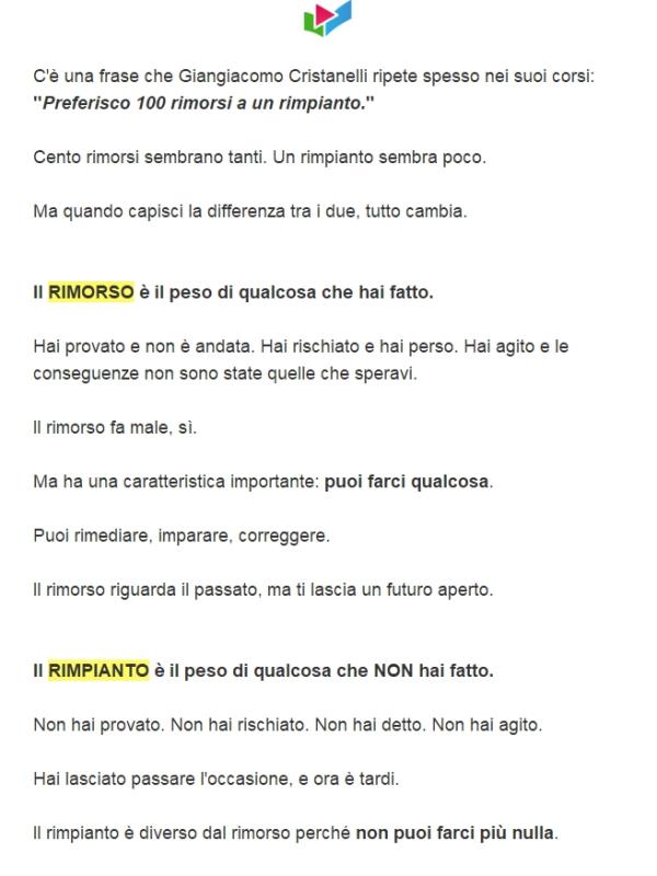 Rimorsi vs Rimpianti