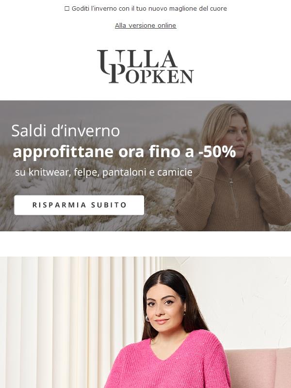 Fino al 50% su knitwear, felpe, pantaloni e camicie