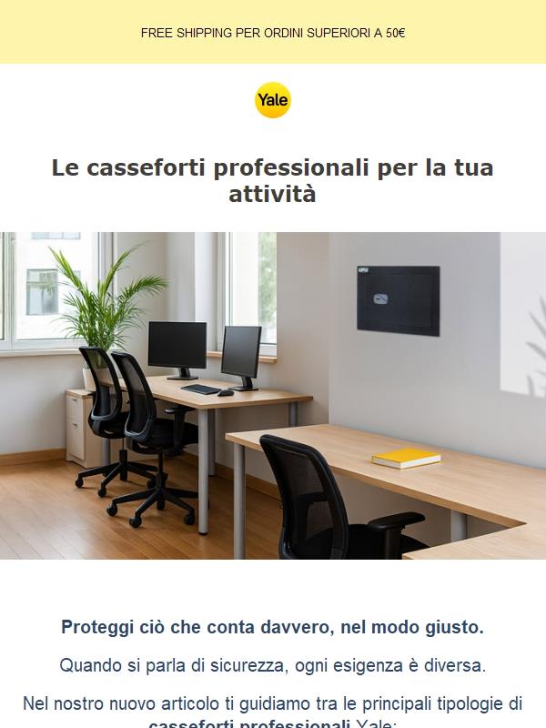 Scopri le casseforti professionali di Yale: 15% di sconto su una selezione!