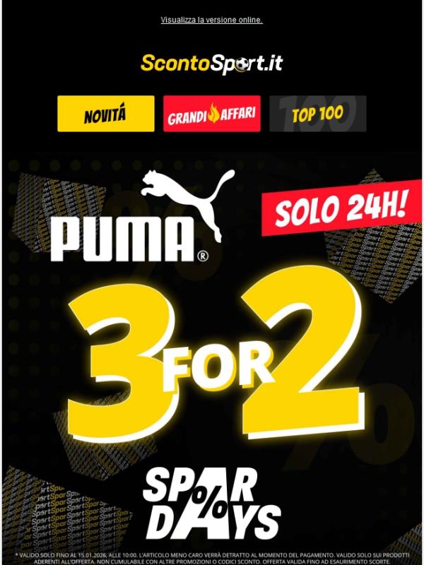 PUMA 3 per 2 😱 Offerta valida solo per 24 ore!