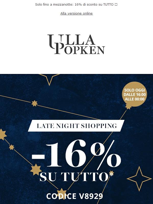 🎯 Late Night Shopping: -16% di sconto