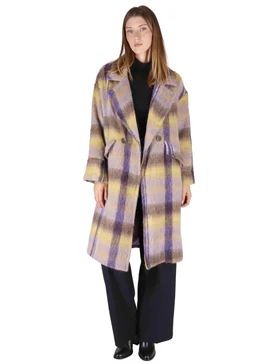 Cappotti doppiopetto in lana marrone con ampio bavero Donna JABCS0025-F1424 8150