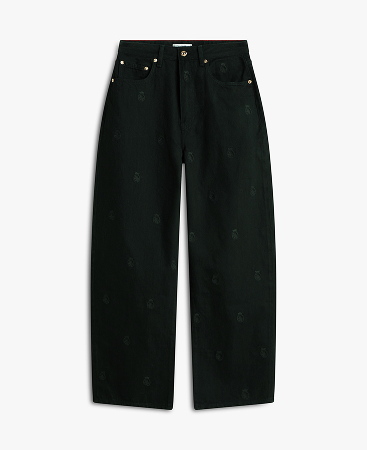 Jeans taglio barrel a vita media neri