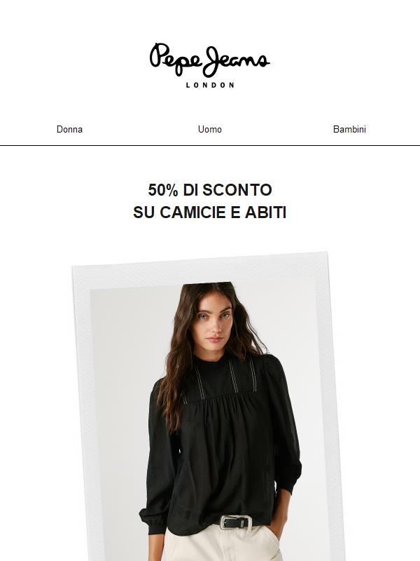 50% di sconto su camicie e abiti